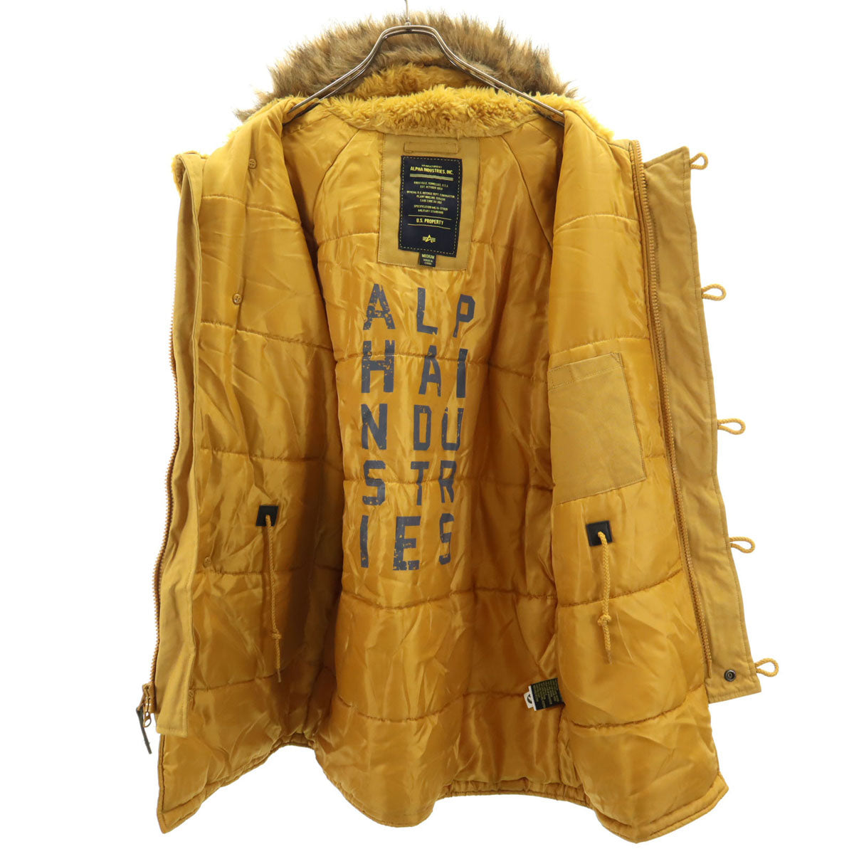 ALPHA INDUSTRIES INC アルファインダストリーズ 中綿コート M マスタード メンズ