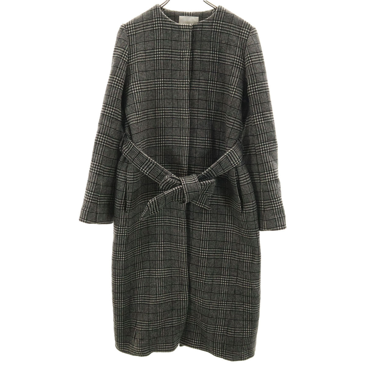 CELFORD セルフォード ウールブレンド チェック コート 38 ブラック系 レディース