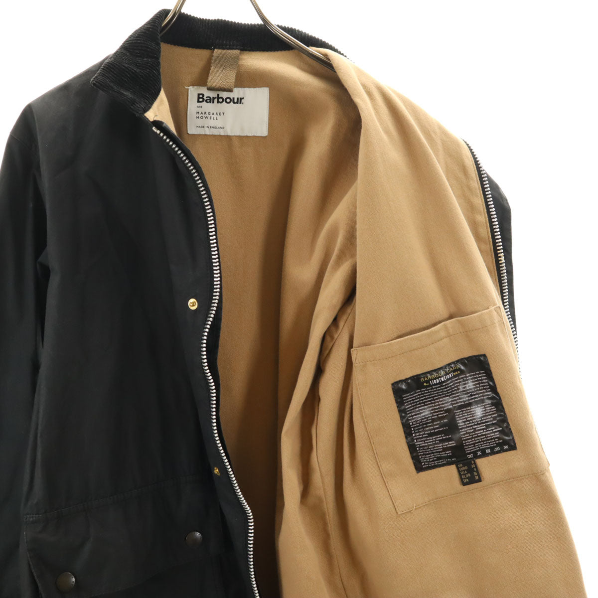 Barbour バブアー MARGARET HOWELL マーガレットハウエル コラボ イングランド製 ワックス ロングコート 8 ブラック レディース