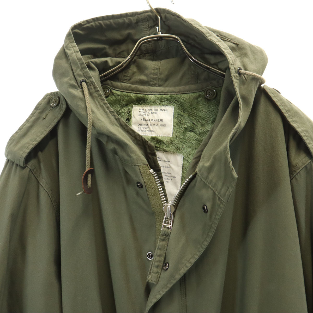 HOUSTON ヒューストン モッズコート XS カーキ ライナー付き メンズ