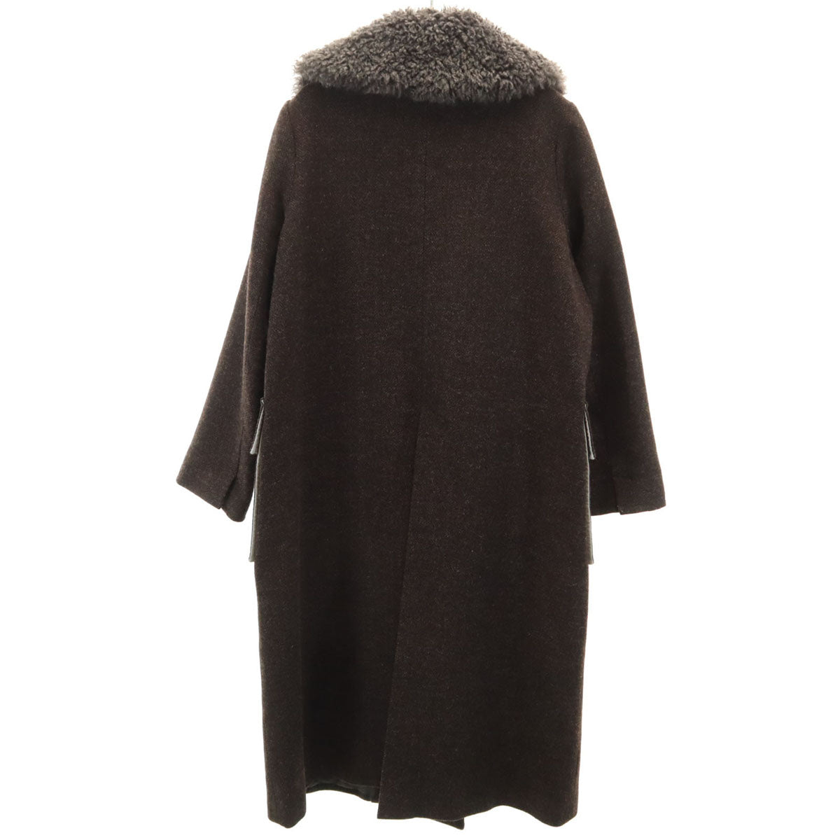 LANVIN en Bleu ランバンオンブルー ヘリンボーン ウールコート 38 ブラウン レディース