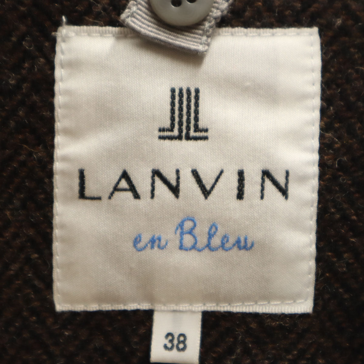LANVIN en Bleu ランバンオンブルー ヘリンボーン ウールコート 38 ブラウン レディース