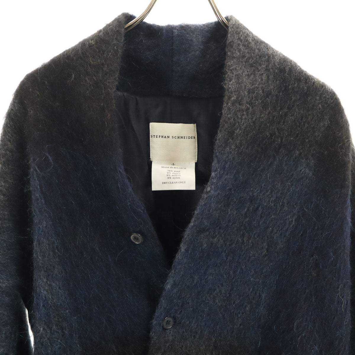美品 STEPHAN SCHNEIDER ステファン シュナイダー ベルギー製 7分袖 ウールコート 1 ネイビー レディース