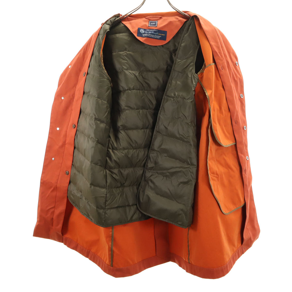 SHIPS シップス ロロピアーナ生地 フーデッド コート S オレンジ ダウンライナー付き LORO PIANA GREEN STORM SYSTEM メンズ