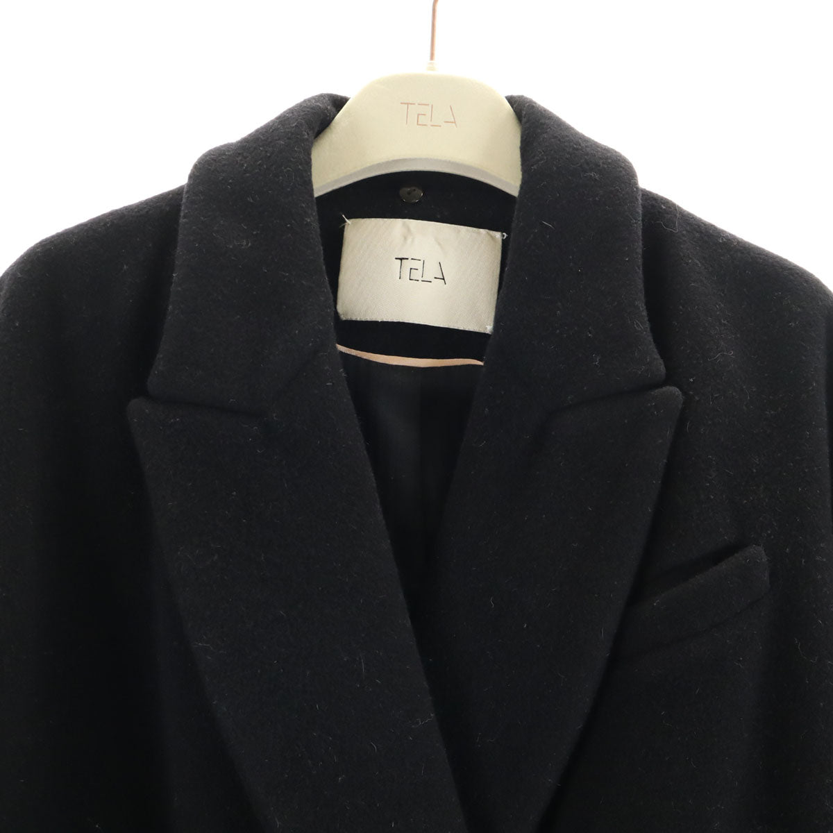 TELA テラ ダブルブレスト コート 42 ブラック ハンガー付き レディース
