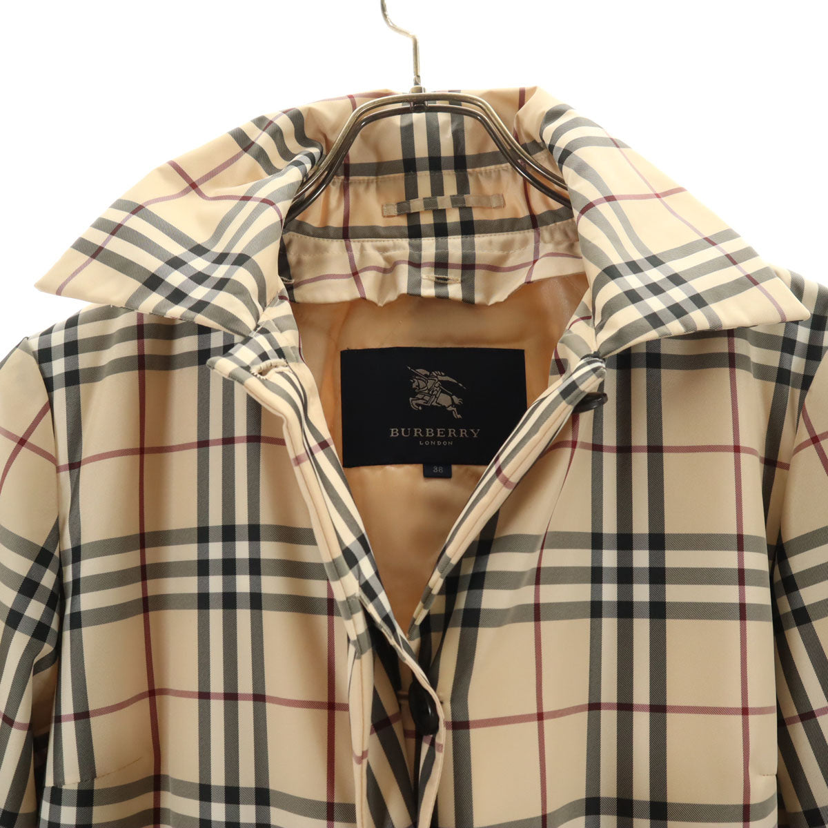 BURBERRY LONDON バーバリーロンドン ノバチェック ステンカラーコート 38 ベージュ 三陽商会 中綿 レディース