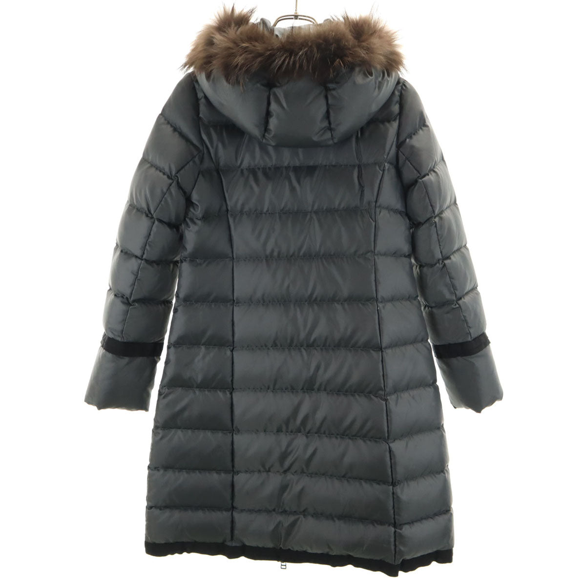 LANVIN en Bleu ランバンオンブルー ダウンコート 36 チャコールグレー ラクーンファー付き レディース