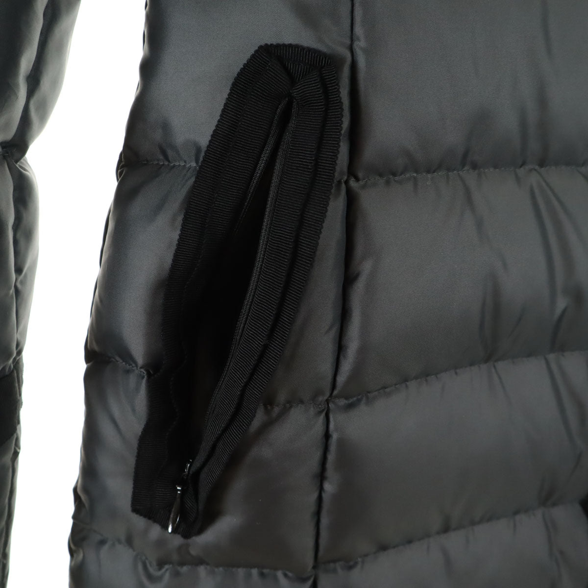 LANVIN en Bleu ランバンオンブルー ダウンコート 36 チャコールグレー ラクーンファー付き レディース