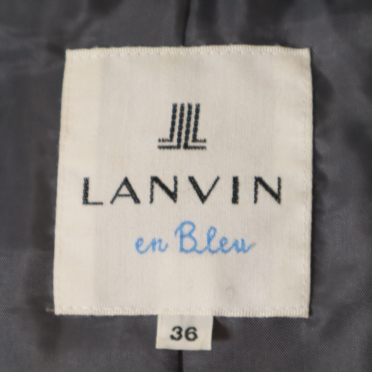 LANVIN en Bleu ランバンオンブルー ダウンコート 36 チャコールグレー ラクーンファー付き レディース
