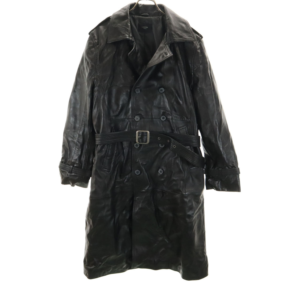 Liugoo リューグー 羊革レザー トレンチコート LL ブラック メンズ