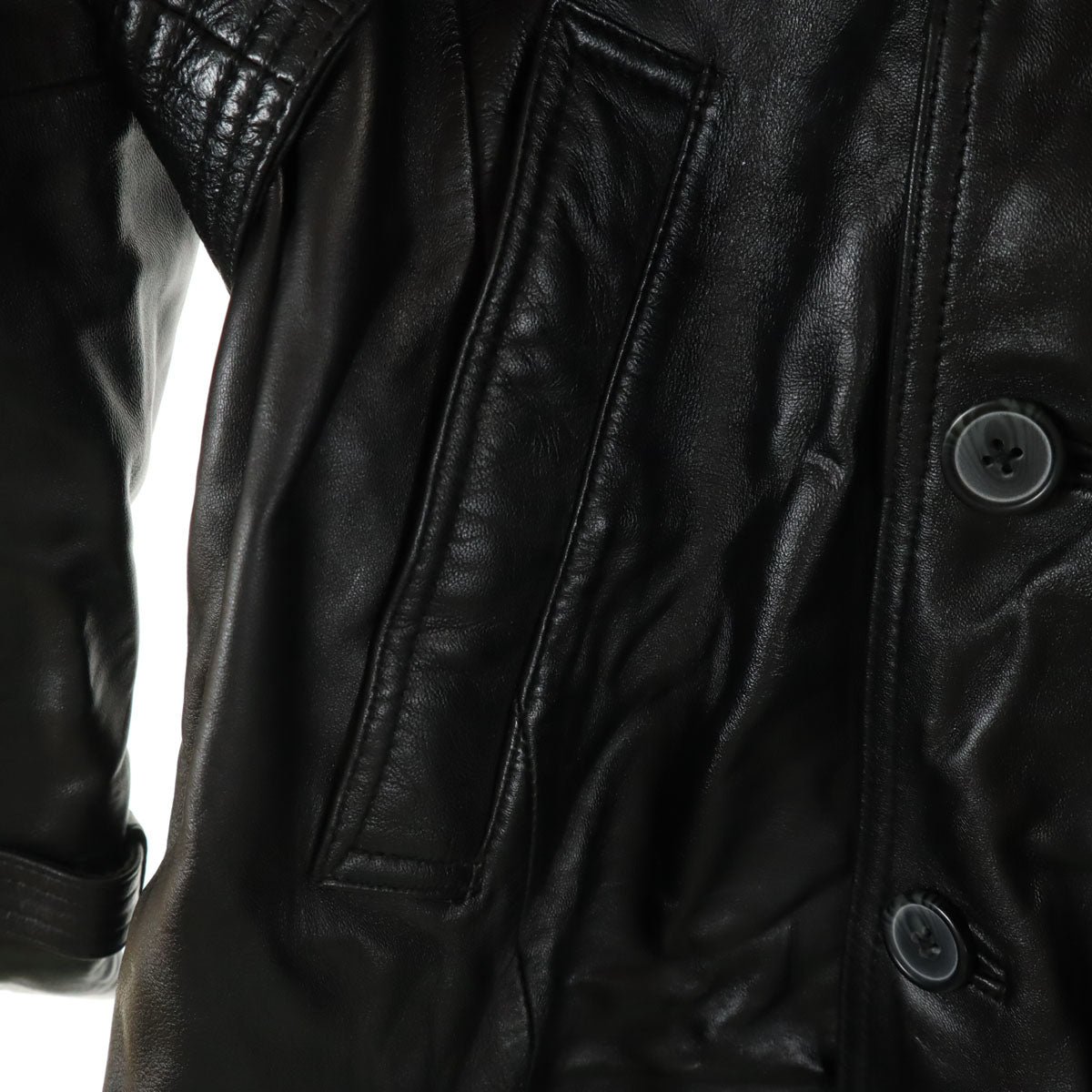 Liugoo リューグー 羊革レザー トレンチコート LL ブラック メンズ