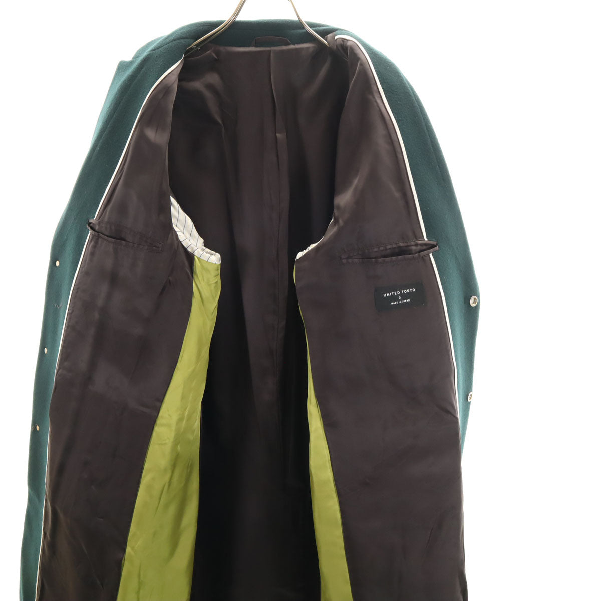 UNITED TOKYO ユナイテッドトウキョウ 日本製 メルトン チェスターコート 3 深緑 メンズ