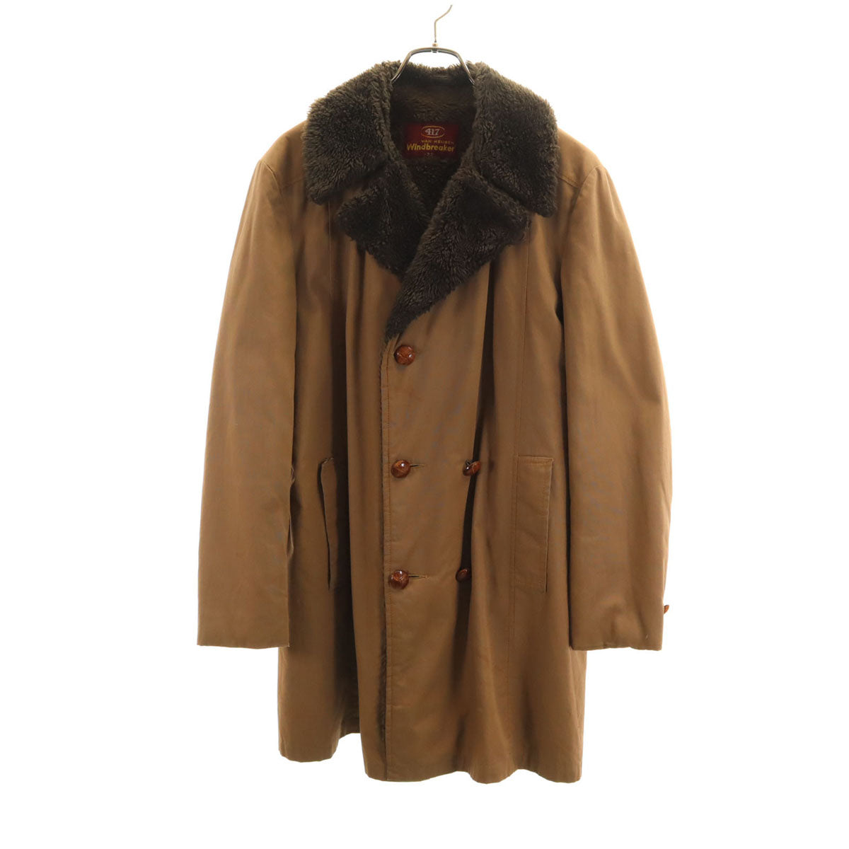 VAN HEUSEN ヴァンヒューゼン 70s ヴィンテージ ダブルブレスト コート 38 ブラウン 裏ボア メンズ