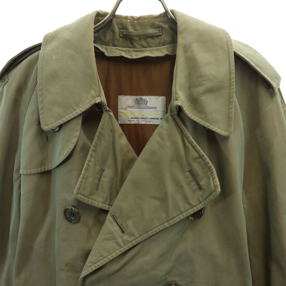 Aquascutum アクアスキュータム 80s 70s イングランド製 ヴィンテージ ライナー付き トレンチコート カーキ メンズ