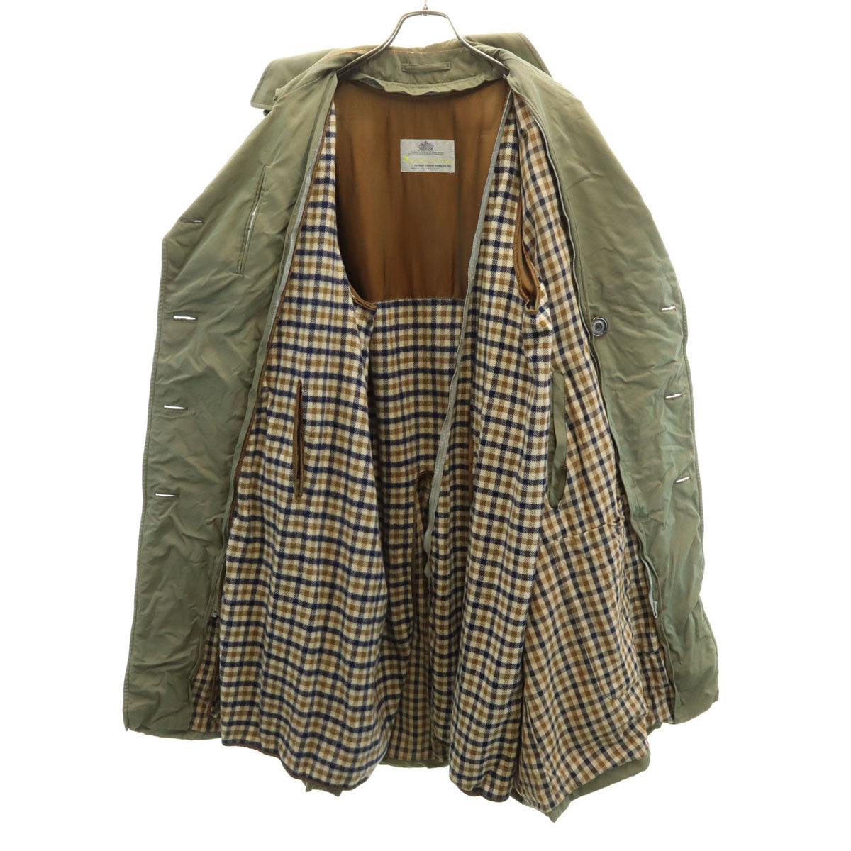 Aquascutum アクアスキュータム 80s 70s イングランド製 ヴィンテージ ライナー付き トレンチコート カーキ メンズ