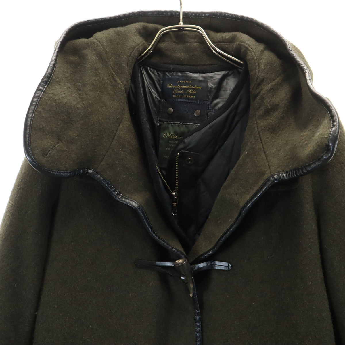 nano universe ナノユニバース 西川ダウン ダッフルコート 38 カーキ ダウンライナー付き レディース