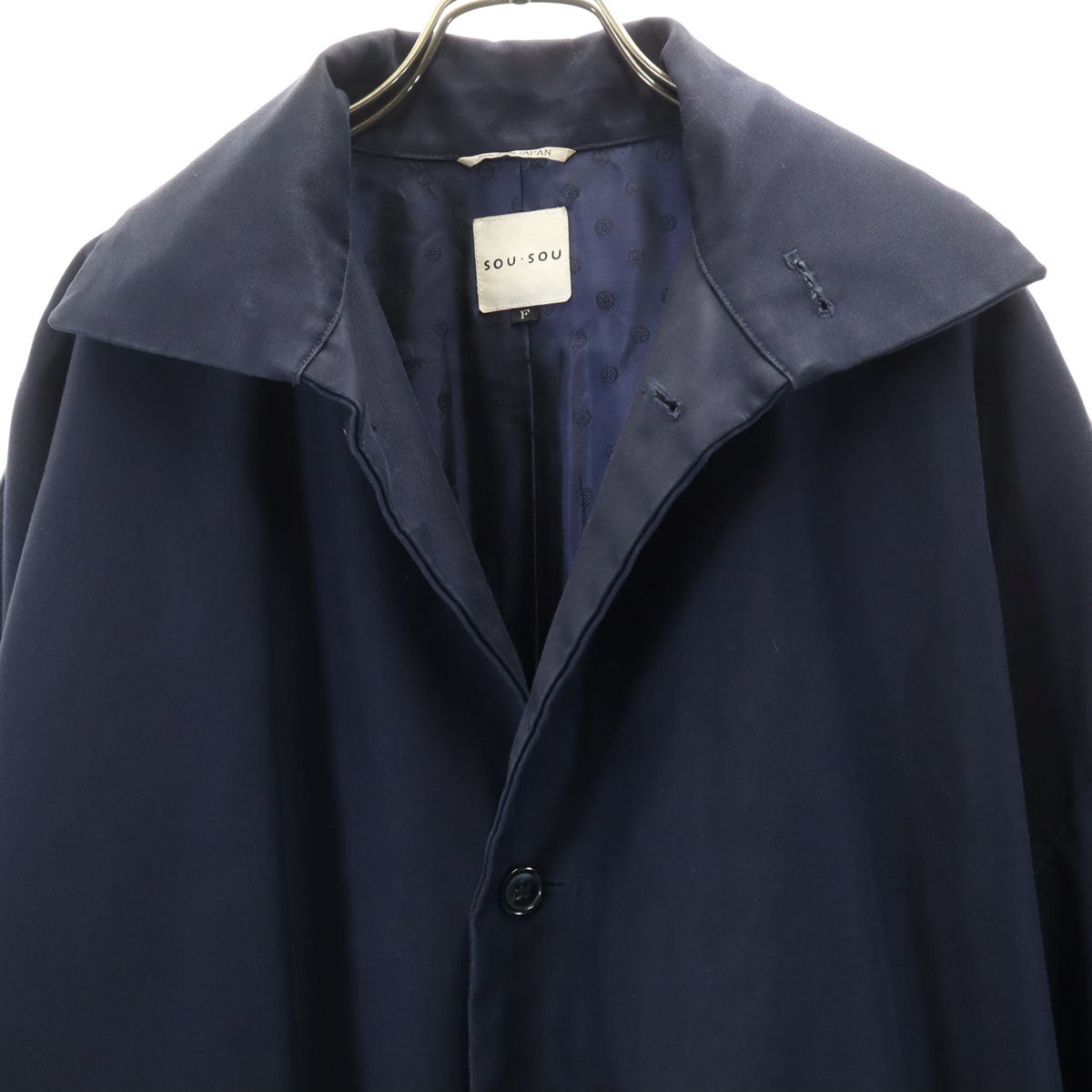 SOU・SOU ソウソウ 日本製 キモノスリーブ コート F ネイビー レディース