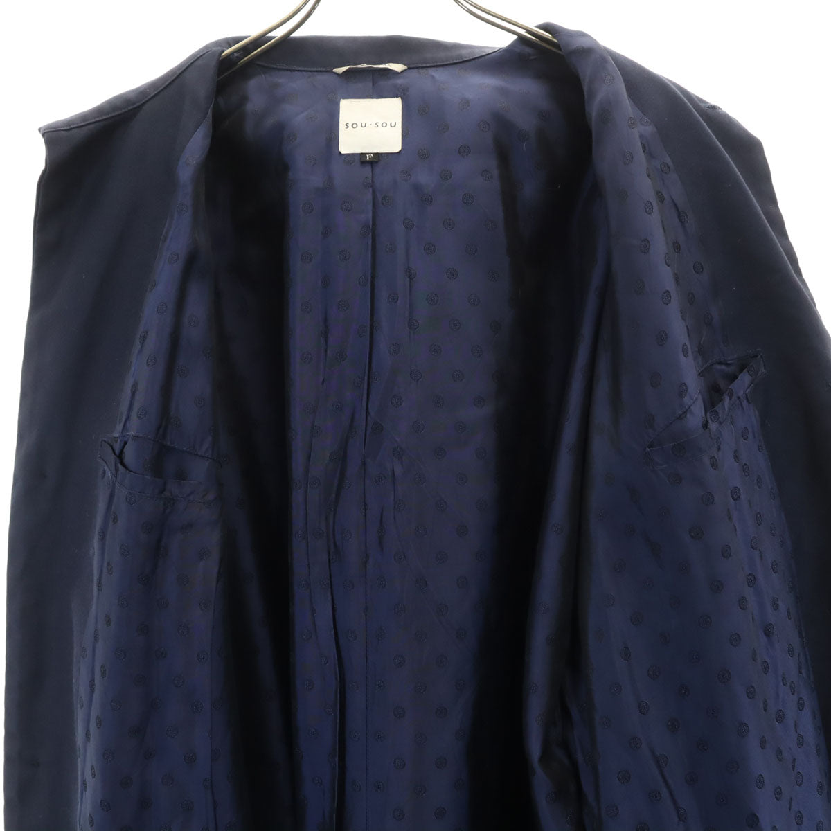SOU・SOU ソウソウ 日本製 キモノスリーブ コート F ネイビー レディース