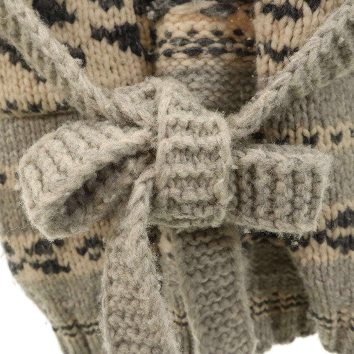 KANATA カナタ カナダ製 総柄 カウチン ガウンコート アイボリー ニット レディース