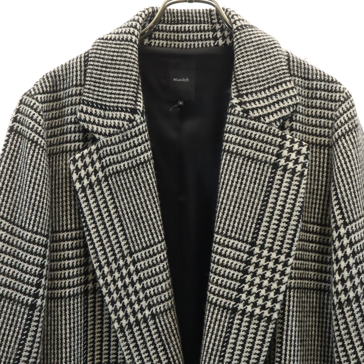 Munich ミューニック 日本製 ウール 千鳥柄 コート S ブラック系 レディース