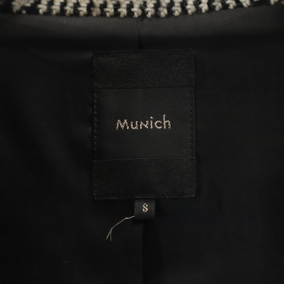 Munich ミューニック 日本製 ウール 千鳥柄 コート S ブラック系 レディース