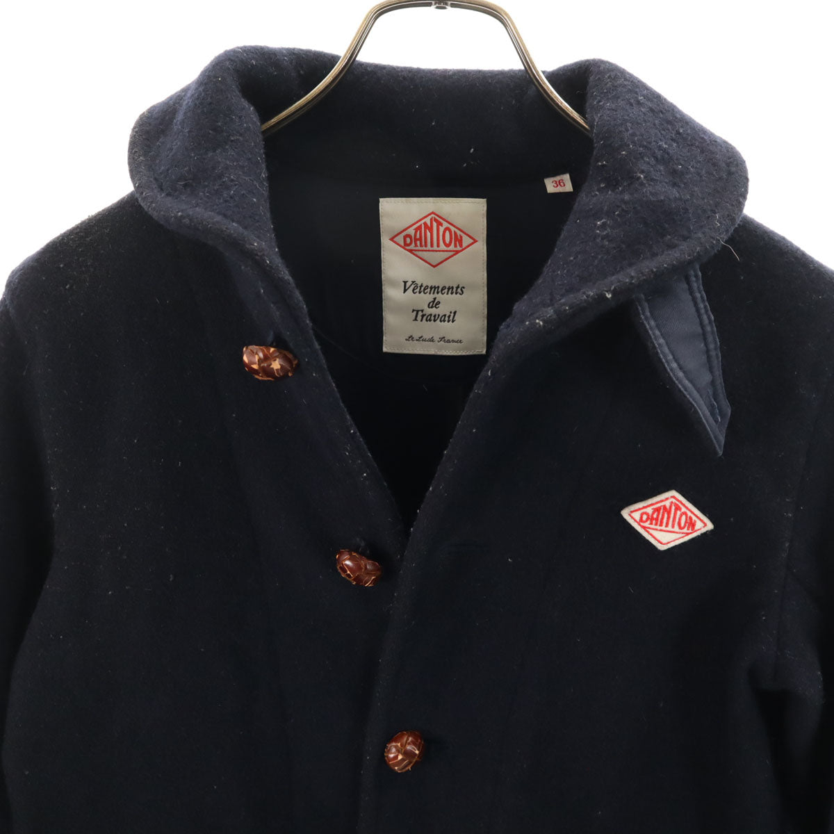 Danton ダントン 日本製 ウールモッサ ロングコート 36 ネイビー レディース