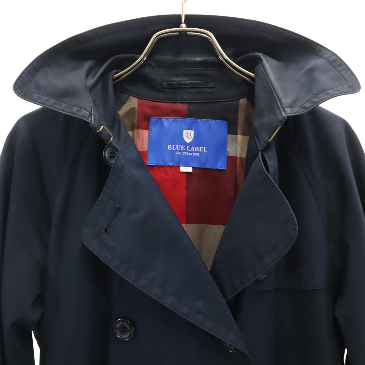 BLUE LABEL CRESTBRIDGE ブルーレーベルクレストブリッジ トレンチコート 38 ネイビー レディース