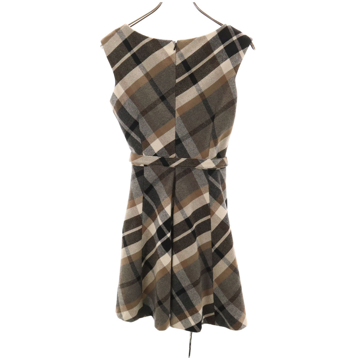 BURBERRY LONDON BLUE LABEL バーバリー ロンドン ブルーレーベル チェック柄 ノースリーブ ミニワンピース 36 グレー 三陽商会 レディース