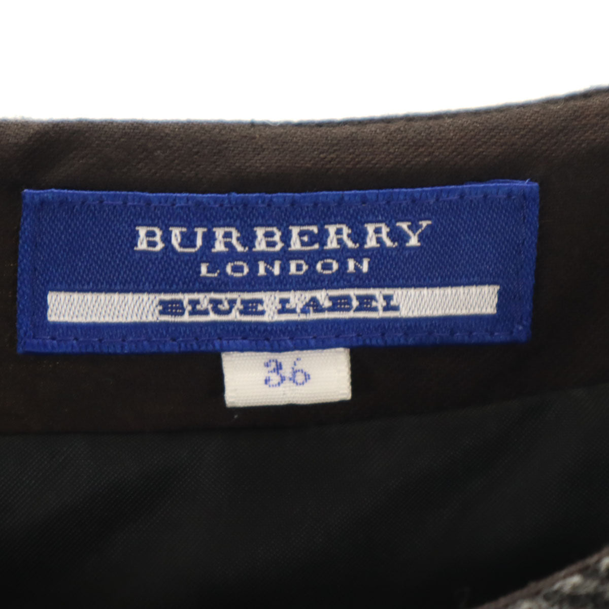 BURBERRY LONDON BLUE LABEL バーバリー ロンドン ブルーレーベル チェック柄 ノースリーブ ミニワンピース 36 グレー 三陽商会 レディース