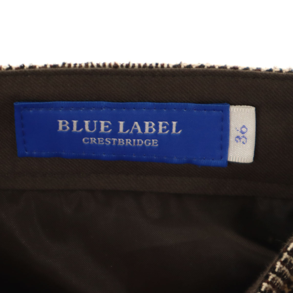 美品 BLUE LABEL CRESTBRIDGE ブルーレーベルクレストブリッジ グレンチェック キャミワンピース 36 ブラウン レディース