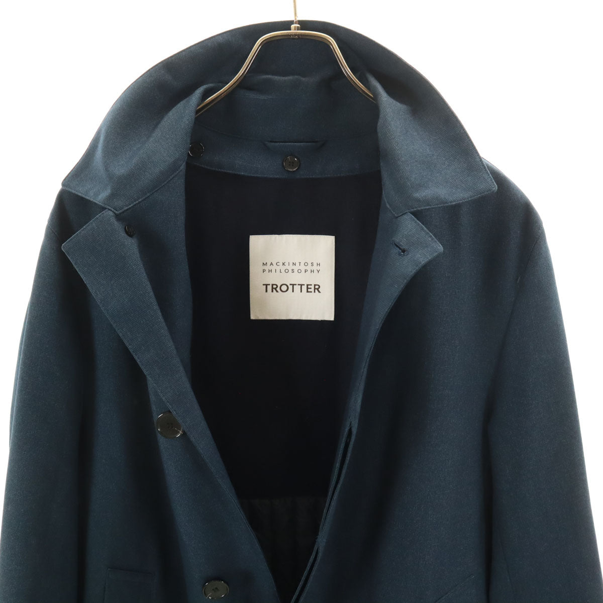 MACKINTOSH PHILOSOPHY マッキントッシュフィロソフィー トロッターシリーズ ステンカラーコート 40 ネイビー ライナー付き メンズ