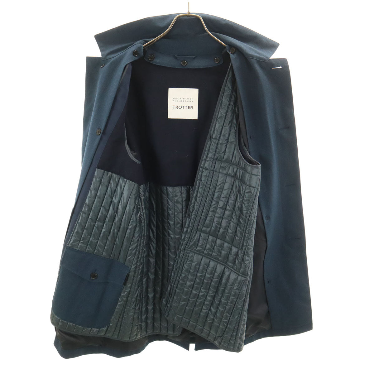 MACKINTOSH PHILOSOPHY マッキントッシュフィロソフィー トロッターシリーズ ステンカラーコート 40 ネイビー ライナー付き メンズ