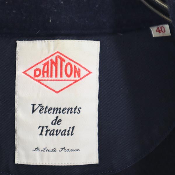 ダントン ウールブレンド ロゴ刺繍 コート 40 ネイビー Danton レディース