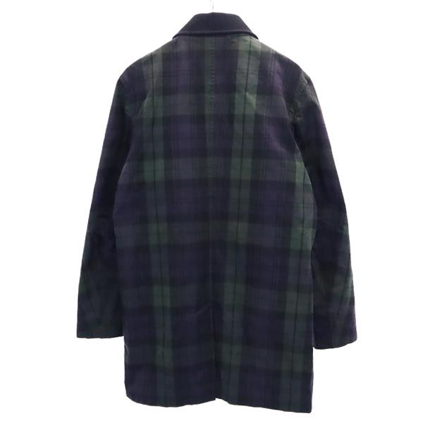 COMMONPEOPLE コモンピープル ウールブレンド チェック柄 コート S ネイビー×緑 メンズ