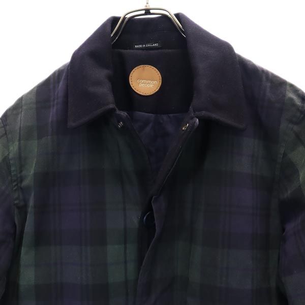 COMMONPEOPLE コモンピープル ウールブレンド チェック柄 コート S ネイビー×緑 メンズ