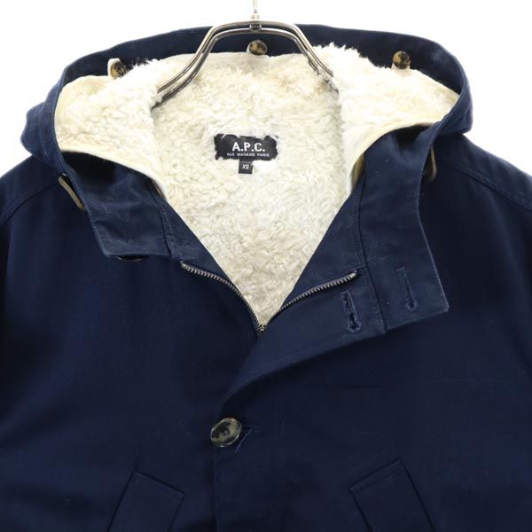 アーペーセー 2WAY 中綿コート XS ネイビー A.P.C. 裏ボア ライナー付き メンズ