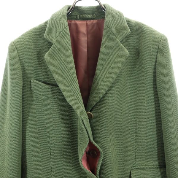 Paul Smith ポールスミス ウールブレンド ヘリンボーン コート 40 カーキ レディース