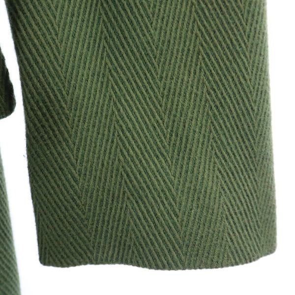 Paul Smith ポールスミス ウールブレンド ヘリンボーン コート 40 カーキ レディース