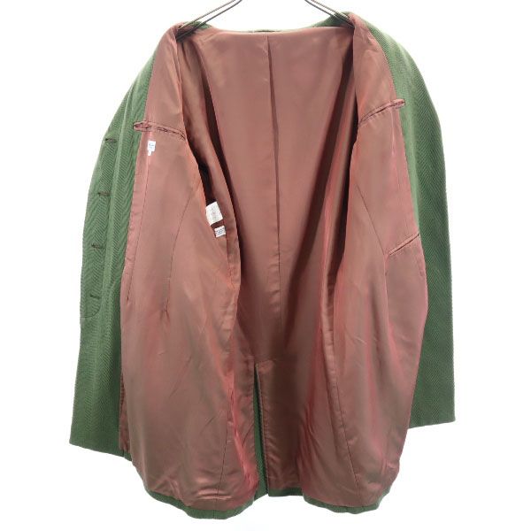 Paul Smith ポールスミス ウールブレンド ヘリンボーン コート 40 カーキ レディース