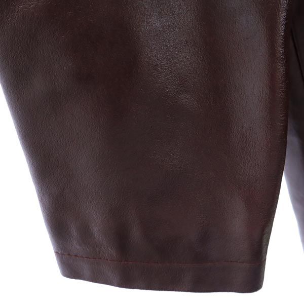 MAX&CO マックスアンドコー イタリア製 チェスターコート J 44 赤茶系 牛革 レザー裏キルティング レディース