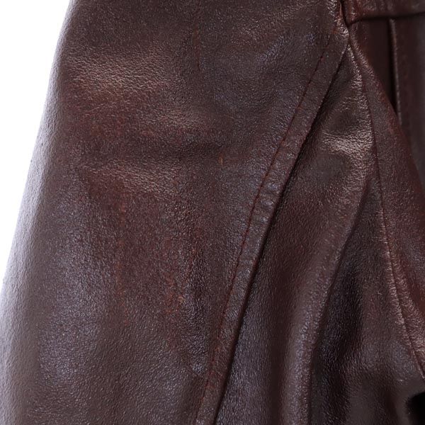 MAX&CO マックスアンドコー イタリア製 チェスターコート J 44 赤茶系 牛革 レザー裏キルティング レディース