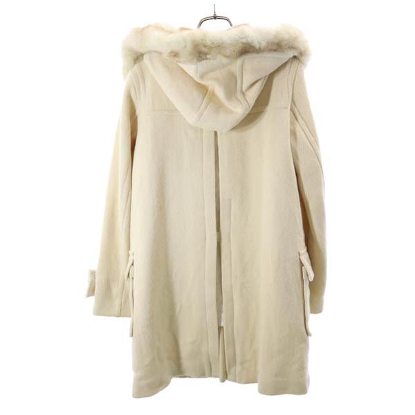 sacai luck サカイラック 日本製 ウールブレンド ダッフルコート 1 アイボリー リアルファー フード レディース