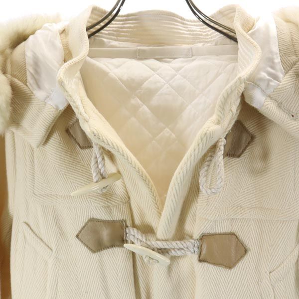 sacai luck サカイラック 日本製 ウールブレンド ダッフルコート 1 アイボリー リアルファー フード レディース