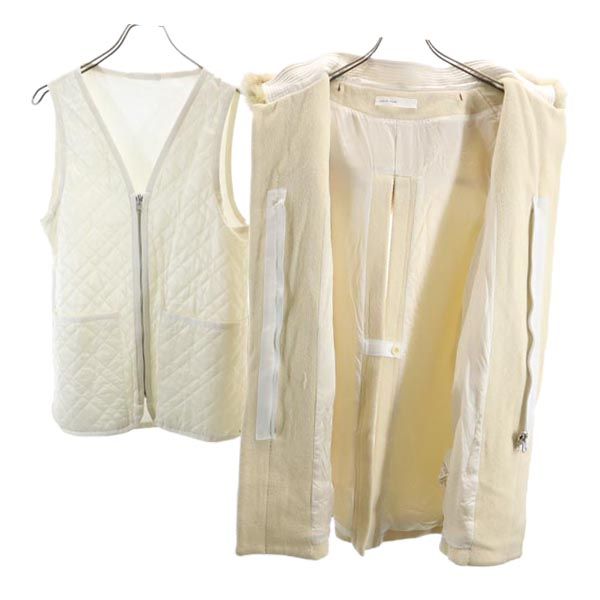 sacai luck サカイラック 日本製 ウールブレンド ダッフルコート 1 アイボリー リアルファー フード レディース