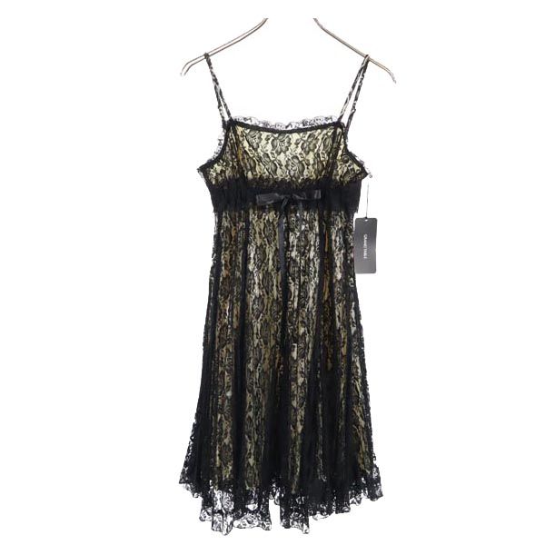 未使用 GRAND TABLE グランターブル 花柄 レース キャミワンピース M 黒系 バックジップ レディース