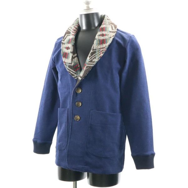 新品 HB エイチビー ノスタルジックインディゴ ジャケット M 青 ショールカーディガン メンズ