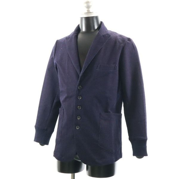 新品 HB エイチビー インディゴカットソー リブ テーラードジャケット L 紺 メンズ