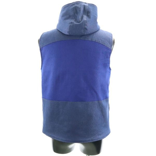 新品 HB エイチビー オルタネイト フーディボア ベスト M 青 紺 デニムクレイジー切替 メンズ