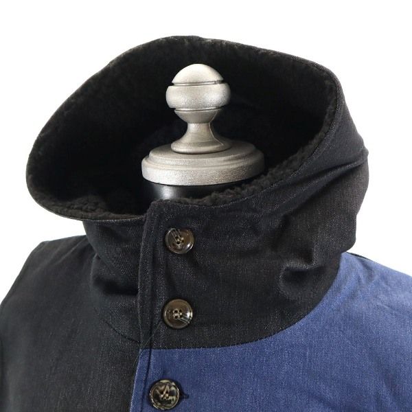 新品 HB エイチビー オルタネイト フーディボア ベスト XL 青 黒 デニムクレイジー切替 メンズ