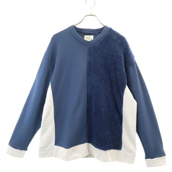 新品 HB エイチビー 長袖 スイッチング ボア カットソー XL 青 切替 トレーナー メンズ